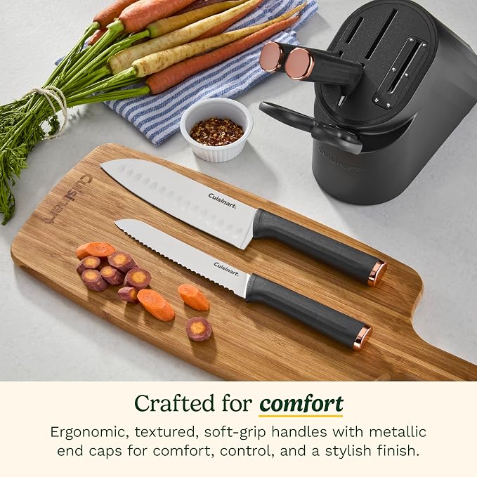 Artisan Elite Stainless Steel Cutlery 6 Piece Knife Block Set, Black