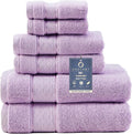 COZYART Bath Towel Set 6 PCS, Luxury Lavender 100% Turkish Cotton 650GSM | Soft Absorbent Quick Dry, OEKO‑Tex 100 Cert. Zero Twist Ring Spun Cotton, Plush Fluffy, Breathable Hotel Quality Towels Set