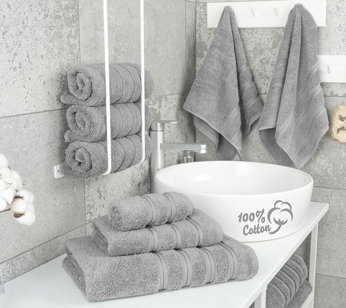 American Soft Linen 100% Cotton Luxury Turkish Towels, 6 Piece Towel Set | Soft Absorbent Quick Dry OEKO Tex Standard 100 Certificated Durable Machine Washable Breathable Premium Hotel Quality