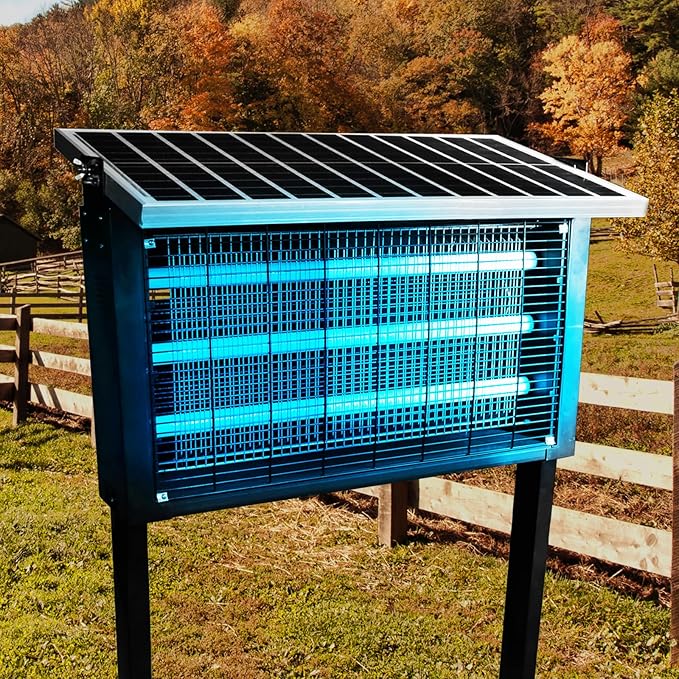 Powerful Super Large Solar Bug Zapper Outdoor for 8000 sq.ft, Rechargeable Solar Mosquito Zapper with High Powered, Outdoor Bug Zapper for Patio Garden Backyard RV Camping with 30W Solar Panel