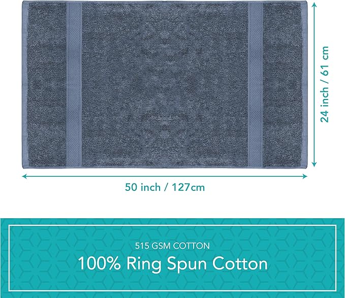 Pleasant Home Bath Towels Set of 6 (24” x 50”) 100% Cotton, 515 GSM | Lightweight, Soft & Highly Absorbent Luxury Towels for Bathroom | for Gym, Pool & Spa | 6 Pack, Navy