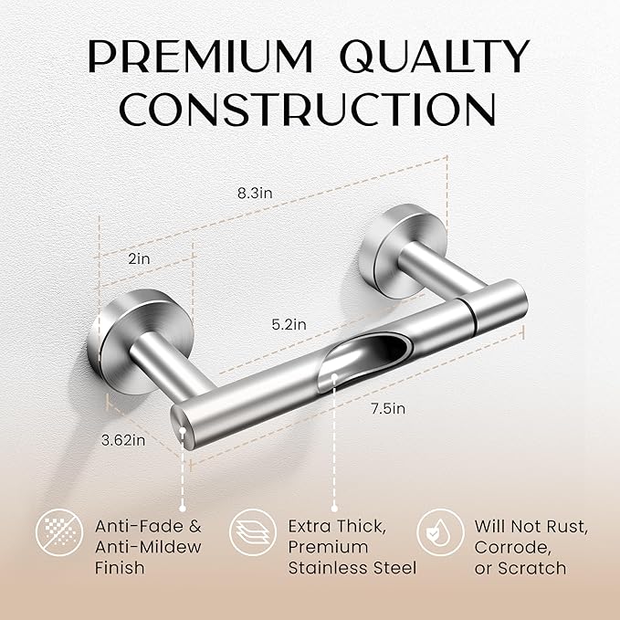 Day Moon™ - Toilet Paper Holder - Modern Roll Holder for Bathroom - 1 Pack - Wall Mount - Classic, Brushed Nickel