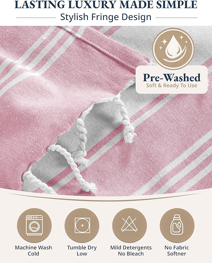 LANE LINEN Beach Towel 2 Pack, Beach Towels Oversized, Soft - Cashmere Rose | Pre-Washed Large Beach Towels - 39"x71", Vacation Essential - Machine Washable, Travel & Camping - Reinforced Hems, Durable