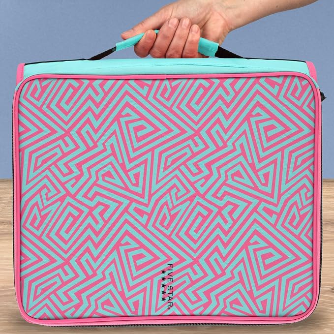 Five Star Zipper Binder 2 Inch O-Rings Case Organiser with Multi-Access and 5-Tab Expanding File Folder, 850 Sheet Capacity, Taffy Twist (290010J)