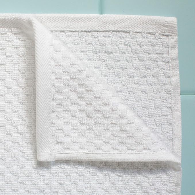 COTTON CRAFT Euro Spa Waffle Weave Bath Towels - Set of 4 White Towels | Pure 100% Ringspun Cotton Oversized Luxurious Towel Set - Soft Plush Super Absorbent Low Lint Quick Dry - 30 x 56 inches