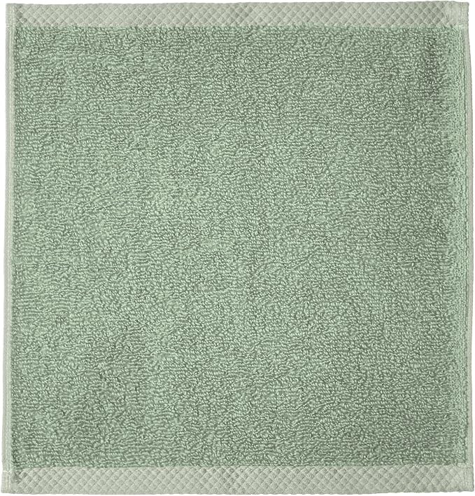 Amazon Basics Cotton Washcloths, Lightweight Quick-Dry, Comfy and Soft, 12" x 12", Seafoam Green, 12-Pack