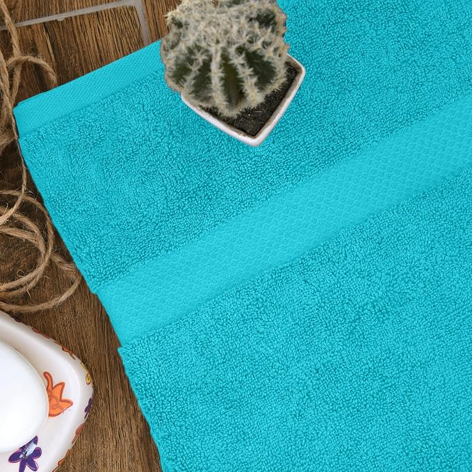 HERCULEAN Premium Bath Towels 24 x 48 Pack of 6 | Quick Dry and Highly Absorbent | 100% Cotton Terry Towels for Bathroom - Perfect for Shower - Pool and Spa - Luxury Soft Towels - Aqua Blue