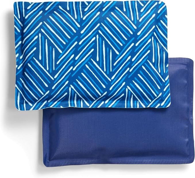 Fit & Fresh Cool Coolers Soft Ice,Flexible Stretch Nylon Reusable Ice Packs for Lunch Boxes & Coolers,Navy Sketch Weave-& Blue,2 Count (Pack of 12)