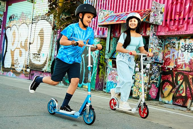 Razor A5 Lux Kick Scooter for Kids Ages 8+ - 8" Urethane Wheels, Anodized Finish Featuring Bold Colors and Graphics, for Riders up to 220 lbs