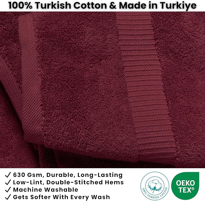 SALBAKOS 2-Piece 100% Turkish Cotton Bath Towels, Extra-Large 35x70, Wine | Oversized Bath Sheet Towel for Bathroom & Beach, Thick, Super Soft, Highly Absorbent, Premium Hotel Quality, Made in Turkey