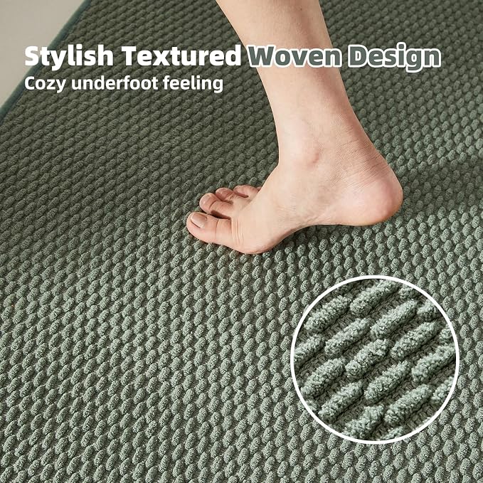 TYUU Small Bathroom Rugs Non Slip Washable Bath Rugs Super Absorbent Bathroom Rug Thin Quick Dry Low Pile Bath Mats, Sage Green 12"x12"