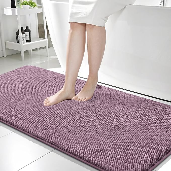 OLANLY Memory Foam Bathroom Runner Rug 59x24, Absorbent Long Mat, Deep Plum | Soft Quick Dry Bath Mat Rugs, Non-Slip, Machine Washable Mat for Bathroom Floor, Tub and Shower, Home Decor Accessories