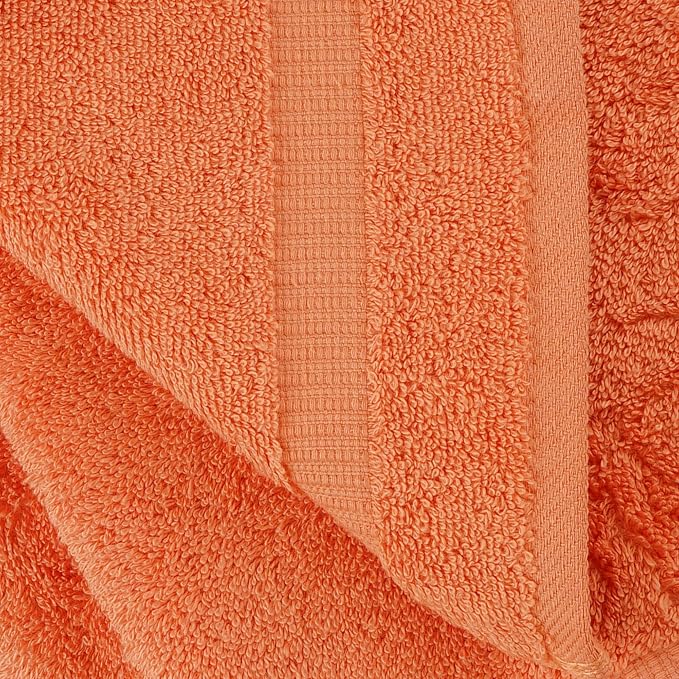 Towel Bazaar 4-Piece Washcloth, 100% Premium Cotton Turkish Towels, 13x13 Luxury Towel Super Soft and Absorbent, Perfect Use for Bathroom, Shower Towels - Coral