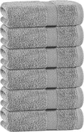 White Classic Light Gray Hand Towels for Bathroom [6 Pack] Cotton Hand Towel Bulk for Gym, Kitchen and Spa, 16x27 Inches Soft Highly Absorbent Quick Dry Terry Salon Towels