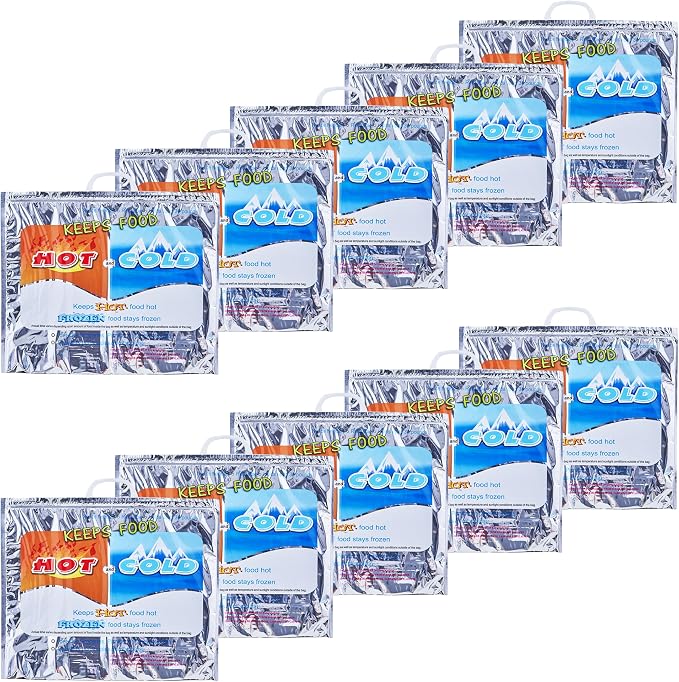 Superio Hot and Cold Insulated Bags for Food Delivery, Grocery Shopping Bags, Food Storage for Hot and Frozen Food for Travel, Disposable Cooler Bag, Reinforced Thermal Lunch Bag (10, 19"x5.5"x15.5")
