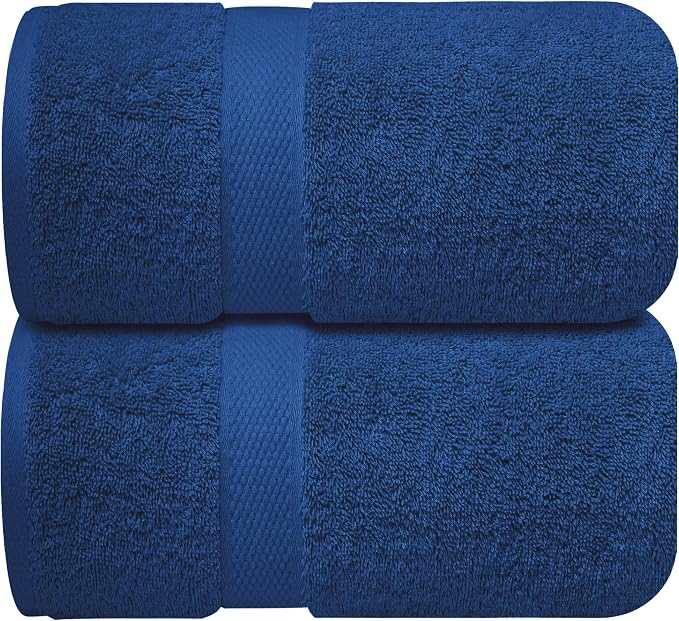 Infinitee Xclusives Jumbo Bath Sheets Towels for Adults – 600 GSM (35X70 Inches)– 100% Ring Spun Cotton, Soft and Absorbent Large Bath Towels for Bathroom (Tranquil Navy)