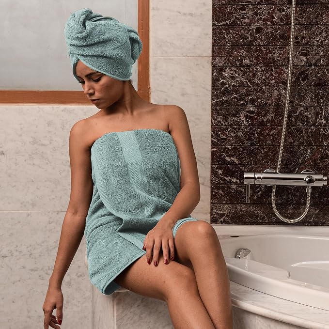HERCULEAN Large Bath Towels 24 x 50 Pack of 6 | Quick Dry and Highly Absorbent | 100% Cotton Terry Towels for Bathroom - Perfect for Shower - Pool and Spa - Luxury Soft Towels - Duck Egg