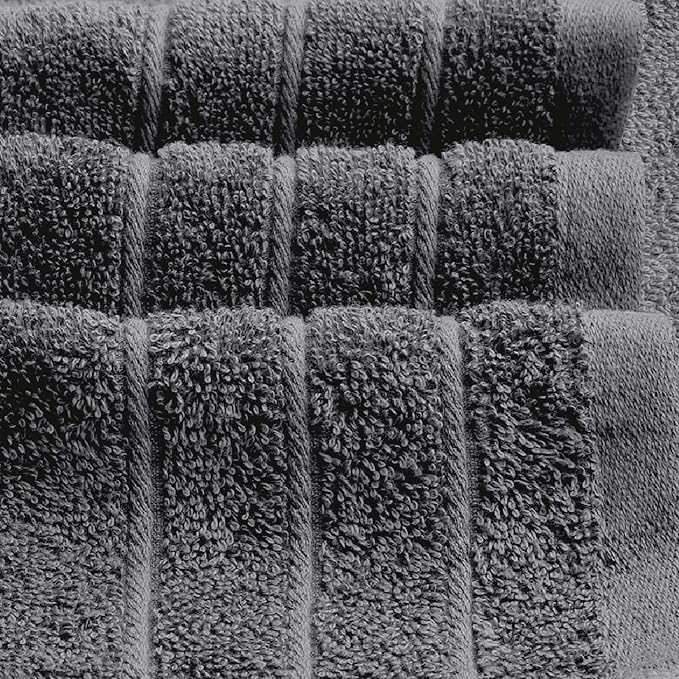 Tens Towels 8 Piece Towel Set, 2 XL Bath, 2 Hand, 4 Washcloth, Dark Grey | 100% Cotton, Lighter Weight, Quicker to Dry, Super Absorbent, Perfect for Bathroom