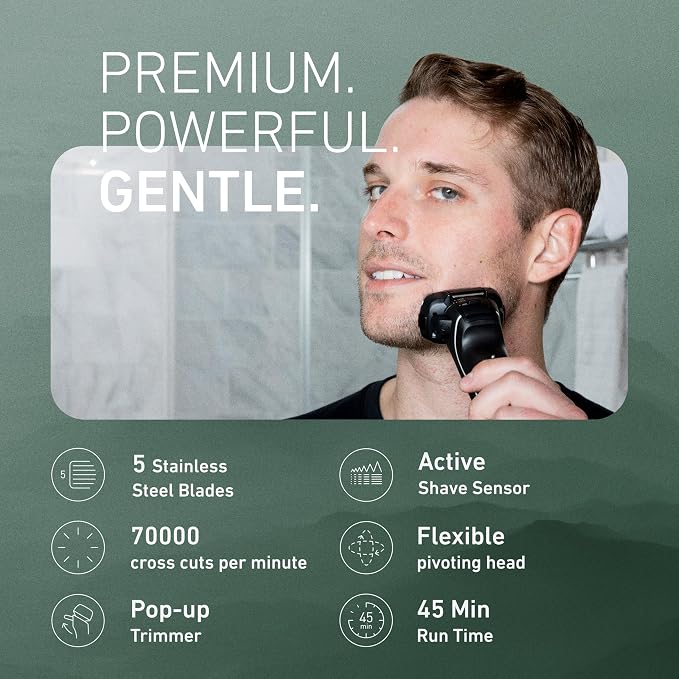 Panasonic ARC5 Electric Razor for Men with Pop-Up Trimmer, Wet/Dry 5-Blade Electric Shaver with Intelligent Shave Sensor and Multi-Flex Pivoting Head, ES-LV65-S (Silver)
