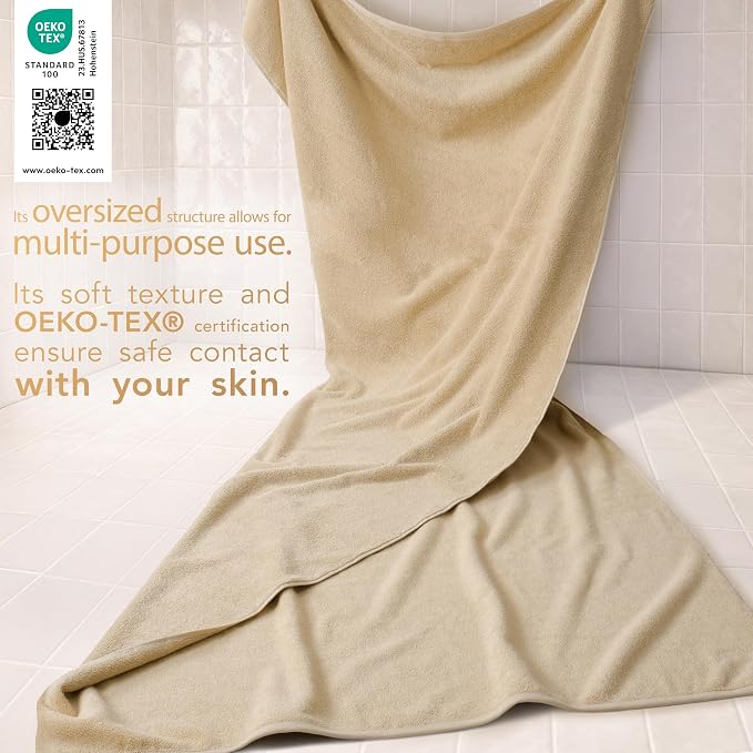 Cotton Paradise 100% Cotton Turkish Towel, Soft Absorbent Quick Dry, 40x80 Oversized Bath Sheet Towel, Beige