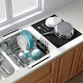 JASIWAY Black Dish Drying Rack in Sink with Mat, Cups and Utensil Holder | Use Over the Sink or Counter, Stainless Steel Expandable Dish Drainer for Small Kitchen, Space Saving, Fast Drain, Rustproof