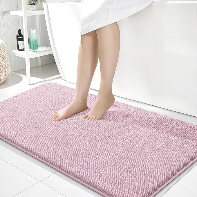 OLANLY Memory Foam Bathroom Runner Rugs 44x24, Long Bath Mats, Dusty Rose | Soft Quick Dry Bath Mats, Non-Slip, Absorbent Machine Washable Mat for Bathroom Floor, Tub and Shower, Home Decor Accessories
