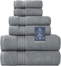 COZYART Luxury Bath Towel Set 6 Pcs, Grey 100% Turkish Cotton 650 GSM | OEKO-Tex 100 Certified Zero Twist Ring Spun, Soft Absorbent Quick Dry, Plush Fluffy, Breathable Hotel Quality for Daily Use