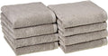 Amazon Basics 100% Cotton Lightweight Quick-Dry Hand Towel, 28" x 16", Platinum, 8-Pack