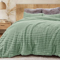 Sasttie Full Comforter Set 3 Pieces - Super Soft Fleece Comforters Full Size, 1 Luxury Warm Fuzzy Marshmallow Comforter with 2 Pillow Cases, Faux Fur Down Alternative Bedding Set, Sage Green