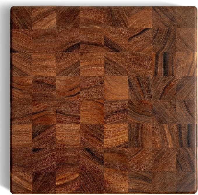 SHUMARU End Grain Cutting Board, 12.6 x 12.6 x 2 Inch Thick Square Butcher Block, Premium Exotic Heartwood, Knife-Friendly Chopping Block with Non-Slip Feet & Hidden Side Handles