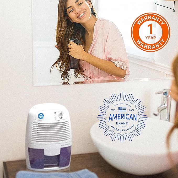Eva-Dry EDV-1100 Whisper-quiet 16 OZ Dehumidifier with Auto Shut Off and Restart for small spaces in your Home, RV, Automobile, and Storage up to 122 sq. ft