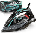 Utopia Home Steam Clothes Iron - 1800W (Black Teal) Non-Stick Soleplate | Nonstick Soleplate With Auto-Off Safety Feature - Adjustable Thermostat Control, Variable Steam Control, Self-Clean, 8ft Cord
