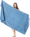 SALBAKOS Luxury 100% Turkish Cotton Bath Sheet 40x80 inch (1-Piece, Blue) | Extra Large Jumbo Oversized Bathroom and Beach Towel, Super Soft Highly Absorbent Thick Premium Hotel Quality, Made in Turkey