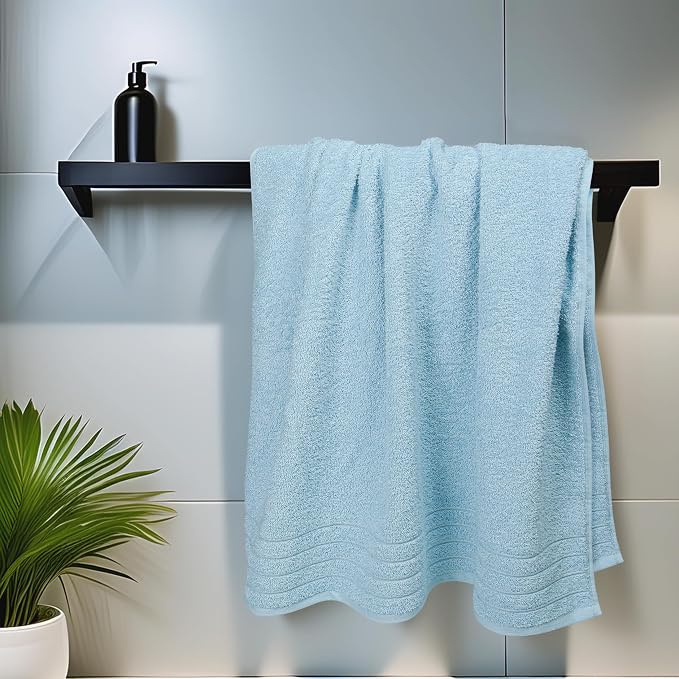 Tens Towels 4 Piece Extra Large Bath Towels 30 x 60 Inches, Sky Blue | 100% Cotton, Larger & Lighter Weight, Quicker to Dry, Super Soft and Absorbent, Perfect for Bathroom