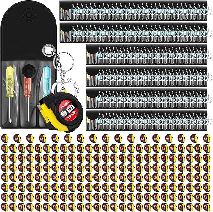 Jutom 336 Pcs Mini Tape Measure Keychain Bulk Mini Screwdriver Keychain Set Adult Tool Party Prize for Father's Men Gifts
