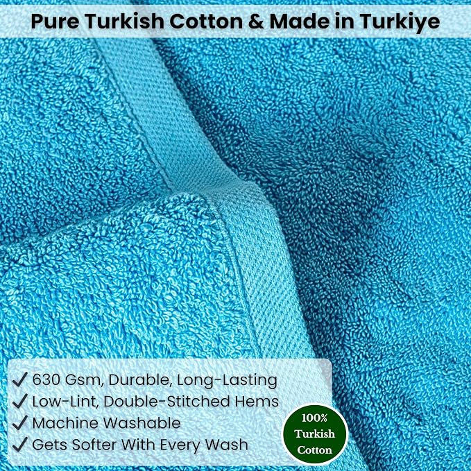 SALBAKOS Luxury 100% Turkish Cotton Bath Sheet 40x80 (1-Piece, Aqua Blue) | Extra Large Jumbo Oversized Bathroom and Beach Towel, Super Soft Highly Absorbent Thick Premium Hotel Quality, Made in Turkey
