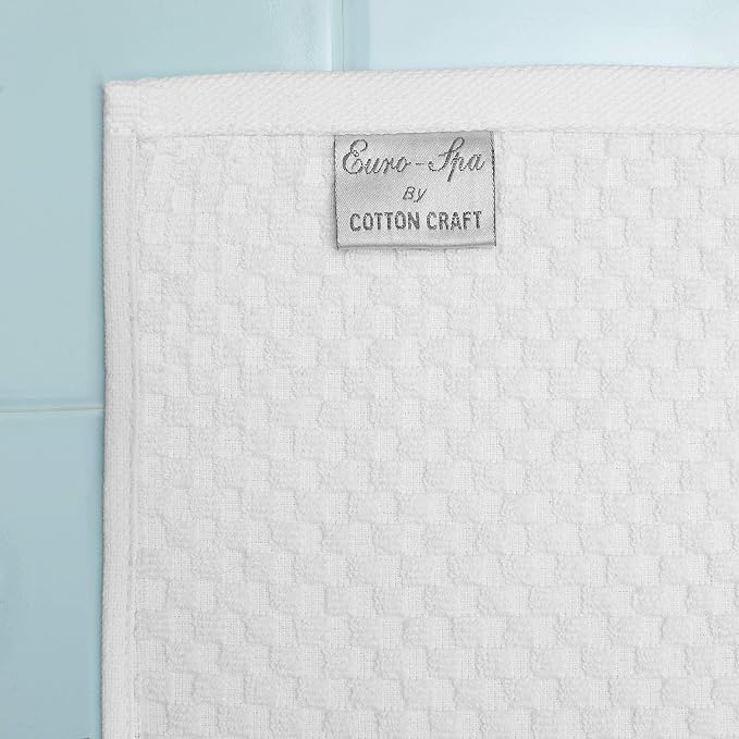 COTTON CRAFT Euro Spa Waffle Weave Bath Sheet - Set of 2 White Towel Sheets | Pure 100% Ringspun Cotton Oversized Luxurious Towel Set - Soft Plush Super Absorbent Low Lint Quick Dry - 35 x 70 inches
