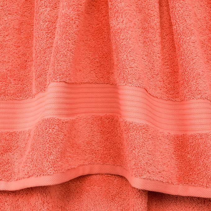 Cotton Paradise 100% Cotton Turkish Towel Set, Soft Absorbent Quick Dry, 4 Piece Washcloth Set, Coral