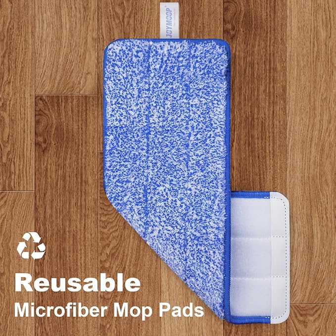 JOYMOOP Mop and Bucket with Wringer Set, Hands Free Flat Floor Mop and Bucket, with 4 Washable Microfiber Pads, Wet and Dry Use, Floor Cleaning System - Black+Red+Slate Blue