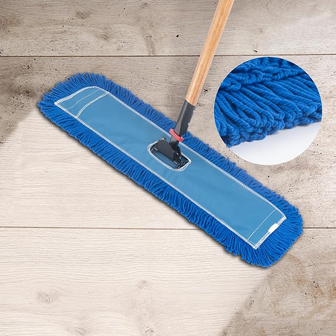 Matthew 24'' Microfiber Loop Dust Mop Washable Commercial&Residential Heavy Duty Mop Head Replacement Premium Absorbent Industrial Dust Mop Refill Pads for Hardwood, Office,Garage and Hotel -12Pack
