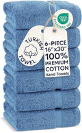 Chakir Turkish Linens | Hotel & Spa Quality 100% Cotton Premium Turkish Towels | Soft & Absorbent (6-Piece Hand Towels, Wedgewood)