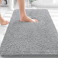 OLANLY Bathroom Rugs 32x20, Extra Soft Absorbent Chenille Bath Rugs, Rubber Backing Quick Dry, Machine Washable Bath Mats for Bathroom Floor, Tub and Shower, Home Decor Accessories, Light Grey
