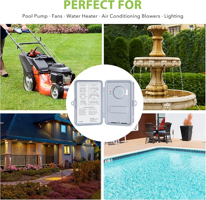 BN-LINK Pool Pump Timer, Outdoor Indoor Smart Wi-Fi Timer Box, 2HP 40A Max, 120, 240, 277 VAC, for Pool Pump, Water Heater, Fans, SPA, APP Remote Control, Compatible with Alexa, Google Assistant