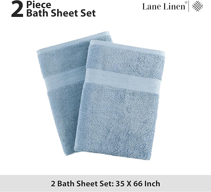 LANE LINEN Large Bath Sheet Soft Absorbent Quick Dry 2 Pack - Allure | Extra Large Bath Towels - Ring-Spun Durability, Generously Sized, Oversized & Roomy, Lightweight & Breathable