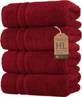 Hawmam Linen Red Hand Towels 4 Pack Turkish Cotton Premium Quality Soft and Absorbent Small Towels for Bathroom