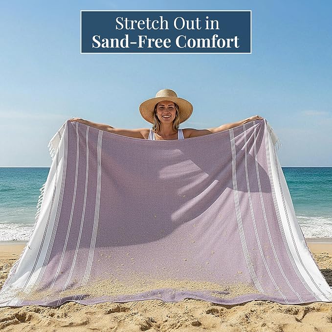 LANE LINEN Beach Blanket Sand Free, Soft & Large Beach Towel - Regal Orchid