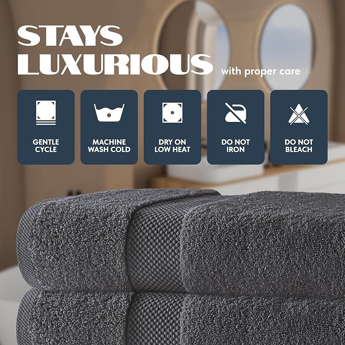 Luxury White Bath Towels Large - 100% Soft Cotton 700 GSM | Absorbent Hotel Bathroom Towel | 27 inch X 54 inch | Set of 4 | Gray