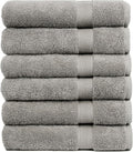 Pleasant Home Bath Towels Set of 6 (24” x 50”) 100% Cotton, 515 GSM | Lightweight, Soft & Highly Absorbent Luxury Towels for Bathroom | for Gym, Pool & Spa | 6 Pack, Gray