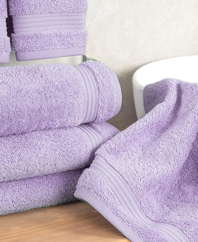 Cotton Paradise 100% Cotton Turkish Towel Set, Soft Absorbent Quick Dry, 4 Piece Hand Towel Set, Lilac
