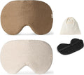 2-PACK Linen Eye Sleep Mask Oversized for sleeping • Organic Oeko-TEX Standard • Blackout Eye Shade cover • Adjustable strap • Breathable Travel Meditation Essential •Gift idea Woman Man (Camel+Natur)